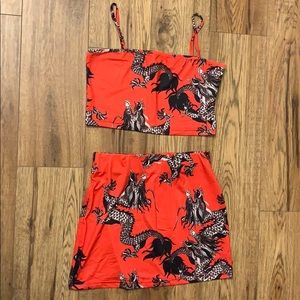 Dragon crop and skirt set